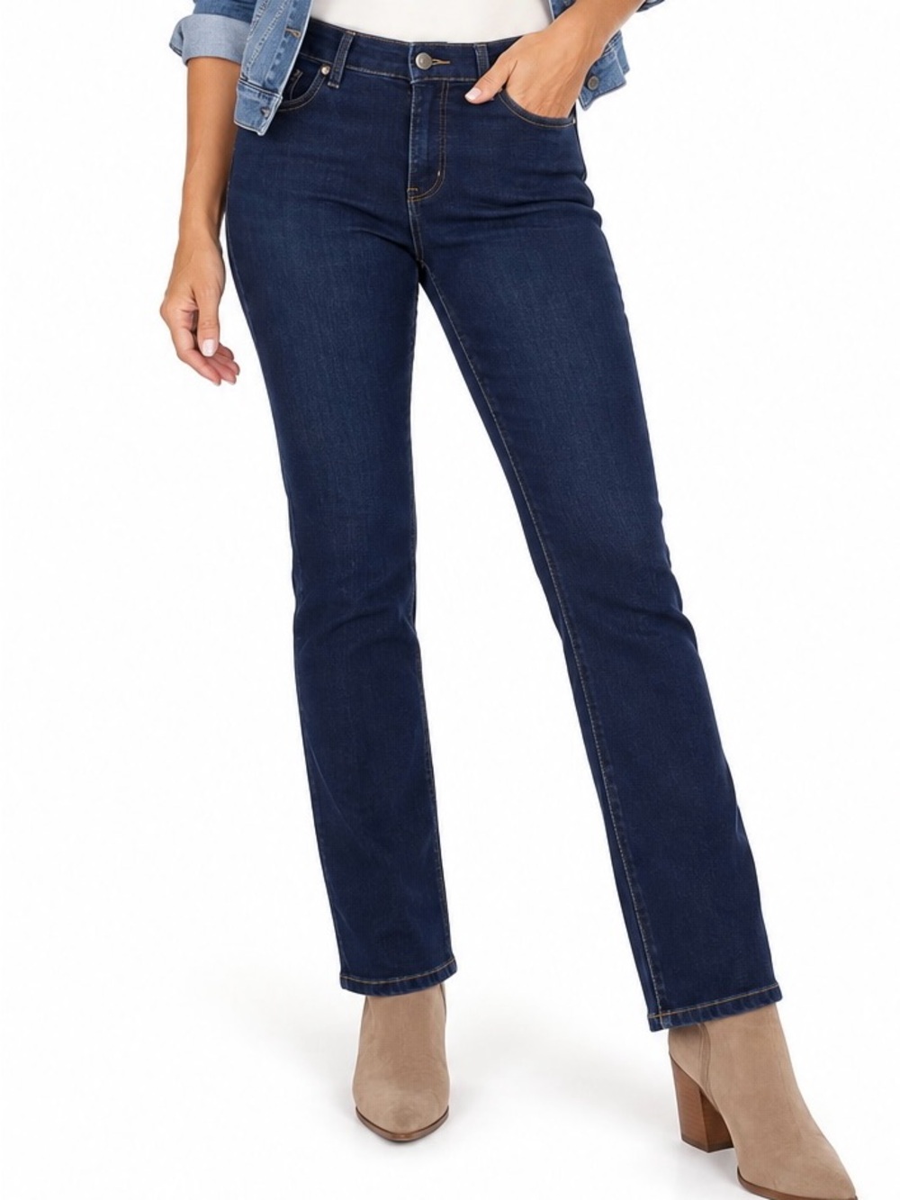 Chico's Slimming Jeans Size 0R Dark Wash Stretch Straight-Leg Denim